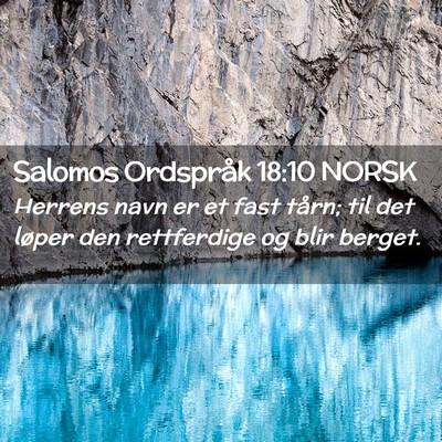 Picture 02 - Salomos Ordspråk 18:10 NORSK - Herrens navn er et fast tårn; til det løper den - Bible Verse Picture