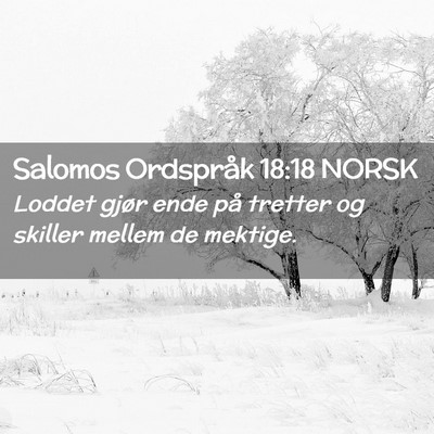 Picture 02 - Salomos Ordspråk 18:18 NORSK - Loddet gjør ende på tretter og skiller mellem - Bible Verse Picture