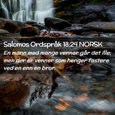 Picture 02 - Salomos Ordspråk 18:24 NORSK - En mann med mange venner går det ille; men der - Bible Verse Picture
