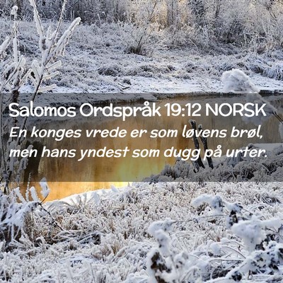 Picture 02 - Salomos Ordspråk 19:12 NORSK - En konges vrede er som løvens brøl, men hans - Bible Verse Picture
