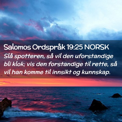 Picture 02 - Salomos Ordspråk 19:25 NORSK - Slå spotteren, så vil den uforstandige bli - Bible Verse Picture