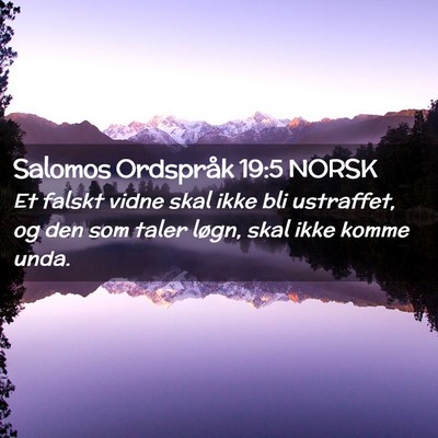 Picture 02 - Salomos Ordspråk 19:5 NORSK - Et falskt vidne skal ikke bli ustraffet, og den - Bible Verse Picture