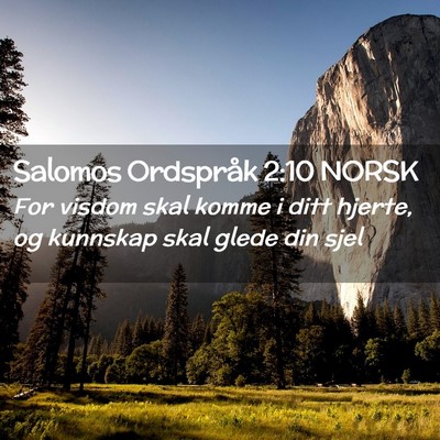 Picture 02 - Salomos Ordspråk 2:10 NORSK - For visdom skal komme i ditt hjerte, og kunnskap - Bible Verse Picture