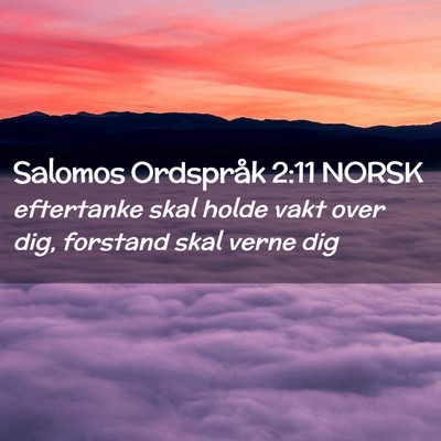 Picture 02 - Salomos Ordspråk 2:11 NORSK - eftertanke skal holde vakt over dig, forstand - Bible Verse Picture
