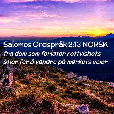 Picture 02 - Salomos Ordspråk 2:13 NORSK - fra dem som forlater rettvishets stier for å - Bible Verse Picture