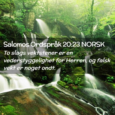 Picture 02 - Salomos Ordspråk 20:23 NORSK - To slags vektstener er en vederstyggelighet for - Bible Verse Picture