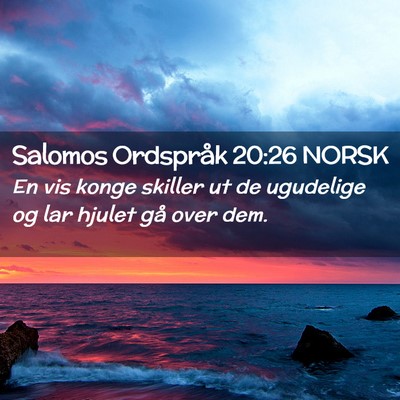 Picture 02 - Salomos Ordspråk 20:26 NORSK - En vis konge skiller ut de ugudelige og lar - Bible Verse Picture