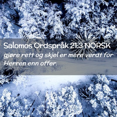 Picture 02 - Salomos Ordspråk 21:3 NORSK - gjøre rett og skjel er mere verdt for Herren enn - Bible Verse Picture