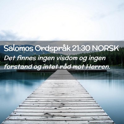 Picture 02 - Salomos Ordspråk 21:30 NORSK - Det finnes ingen visdom og ingen forstand og - Bible Verse Picture