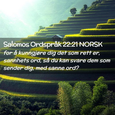 Picture 02 - Salomos Ordspråk 22:21 NORSK - for å kunngjøre dig det som rett er, sannhets - Bible Verse Picture