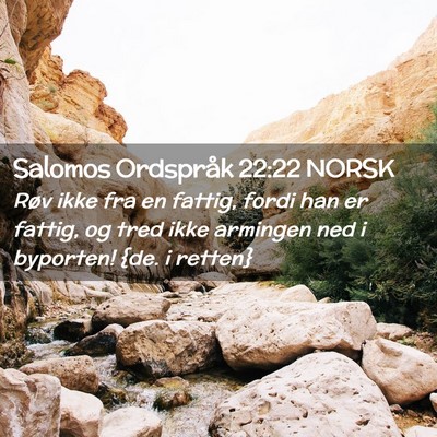 Picture 02 - Salomos Ordspråk 22:22 NORSK - Røv ikke fra en fattig, fordi han er fattig, og - Bible Verse Picture