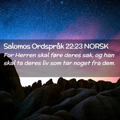 Picture 02 - Salomos Ordspråk 22:23 NORSK - For Herren skal føre deres sak, og han skal ta - Bible Verse Picture