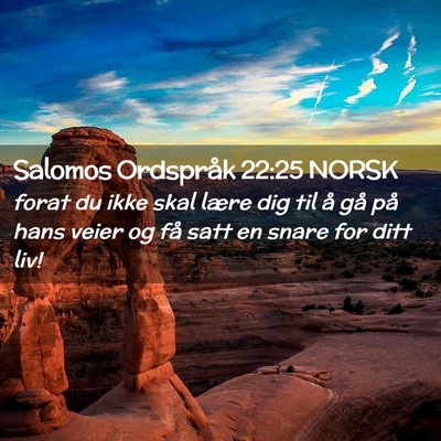 Picture 02 - Salomos Ordspråk 22:25 NORSK - forat du ikke skal lære dig til å gå på hans - Bible Verse Picture