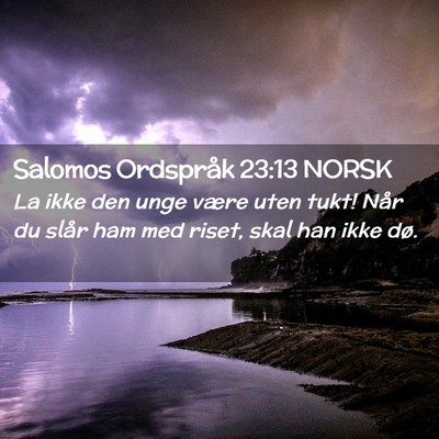 Picture 02 - Salomos Ordspråk 23:13 NORSK - La ikke den unge være uten tukt! Når du slår - Bible Verse Picture