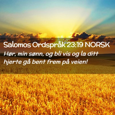 Picture 02 - Salomos Ordspråk 23:19 NORSK - Hør, min sønn, og bli vis og la ditt hjerte gå - Bible Verse Picture