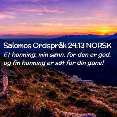 Picture 02 - Salomos Ordspråk 24:13 NORSK - Et honning, min sønn, for den er god, og fin - Bible Verse Picture