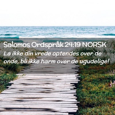 Picture 02 - Salomos Ordspråk 24:19 NORSK - La ikke din vrede optendes over de onde, bli ikke - Bible Verse Picture