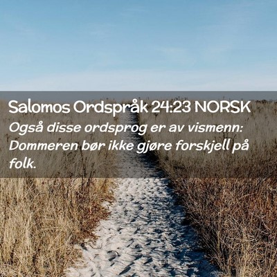 Picture 02 - Salomos Ordspråk 24:23 NORSK - Også disse ordsprog er av vismenn: Dommeren bør - Bible Verse Picture