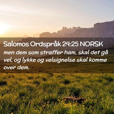 Picture 02 - Salomos Ordspråk 24:25 NORSK - men dem som straffer ham, skal det gå vel, og - Bible Verse Picture