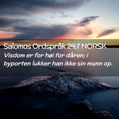 Picture 02 - Salomos Ordspråk 24:7 NORSK - Visdom er for høi for dåren; i byporten lukker - Bible Verse Picture