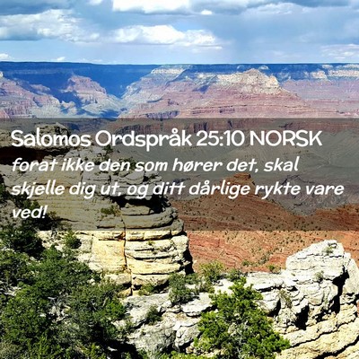 Picture 02 - Salomos Ordspråk 25:10 NORSK - forat ikke den som hører det, skal skjelle dig - Bible Verse Picture