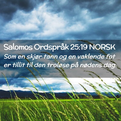 Picture 02 - Salomos Ordspråk 25:19 NORSK - Som en skjør tann og en vaklende fot er tillit - Bible Verse Picture
