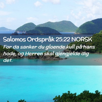 Picture 02 - Salomos Ordspråk 25:22 NORSK - For da sanker du gloende kull på hans hode, og - Bible Verse Picture