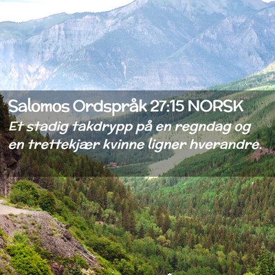 Picture 02 - Salomos Ordspråk 27:15 NORSK - Et stadig takdrypp på en regndag og en - Bible Verse Picture