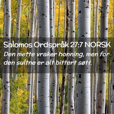 Picture 02 - Salomos Ordspråk 27:7 NORSK - Den mette vraker honning, men for den sultne er - Bible Verse Picture
