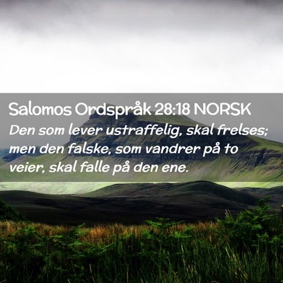 Picture 02 - Salomos Ordspråk 28:18 NORSK - Den som lever ustraffelig, skal frelses; men den - Bible Verse Picture