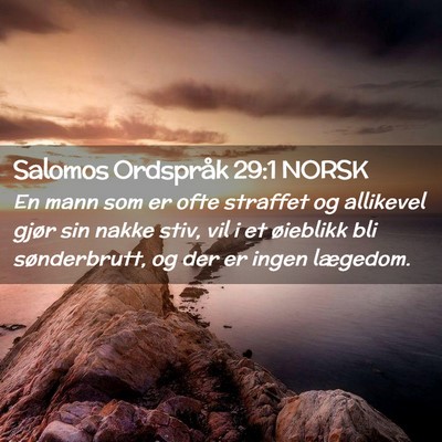 Picture 02 - Salomos Ordspråk 29:1 NORSK - En mann som er ofte straffet og allikevel gjør - Bible Verse Picture