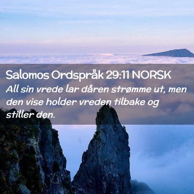 Picture 02 - Salomos Ordspråk 29:11 NORSK - All sin vrede lar dåren strømme ut, men den - Bible Verse Picture