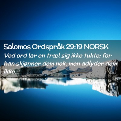Picture 02 - Salomos Ordspråk 29:19 NORSK - Ved ord lar en træl sig ikke tukte; for han - Bible Verse Picture