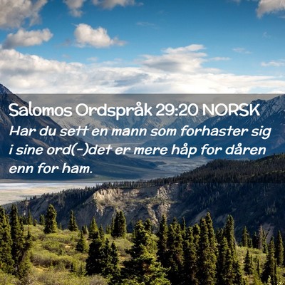 Picture 02 - Salomos Ordspråk 29:20 NORSK - Har du sett en mann som forhaster sig i sine - Bible Verse Picture