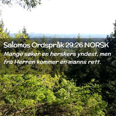 Picture 02 - Salomos Ordspråk 29:26 NORSK - Mange søker en herskers yndest, men fra Herren - Bible Verse Picture