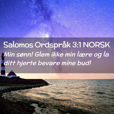 Picture 02 - Salomos Ordspråk 3:1 NORSK - Min sønn! Glem ikke min lære og la ditt hjerte - Bible Verse Picture