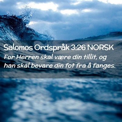 Picture 02 - Salomos Ordspråk 3:26 NORSK - For Herren skal være din tillit, og han skal - Bible Verse Picture