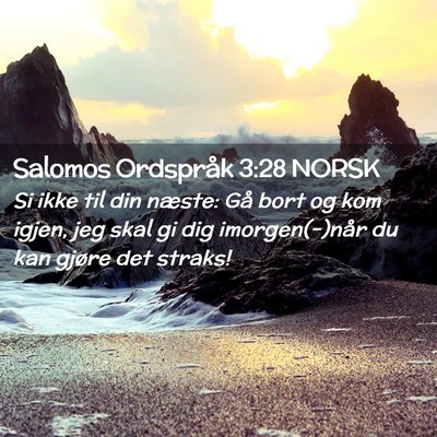 Picture 02 - Salomos Ordspråk 3:28 NORSK - Si ikke til din næste: Gå bort og kom igjen, - Bible Verse Picture