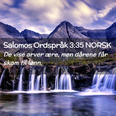 Picture 02 - Salomos Ordspråk 3:35 NORSK - De vise arver ære, men dårene får skam til - Bible Verse Picture