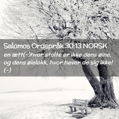 Picture 02 - Salomos Ordspråk 30:13 NORSK - en ætt(-)hvor stolte er ikke dens øine, og dens - Bible Verse Picture