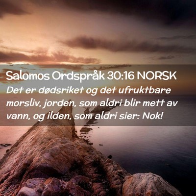 Picture 02 - Salomos Ordspråk 30:16 NORSK - Det er dødsriket og det ufruktbare morsliv, - Bible Verse Picture