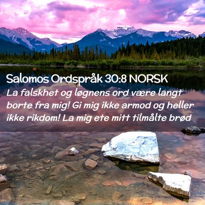 Picture 02 - Salomos Ordspråk 30:8 NORSK - La falskhet og løgnens ord være langt borte fra - Bible Verse Picture