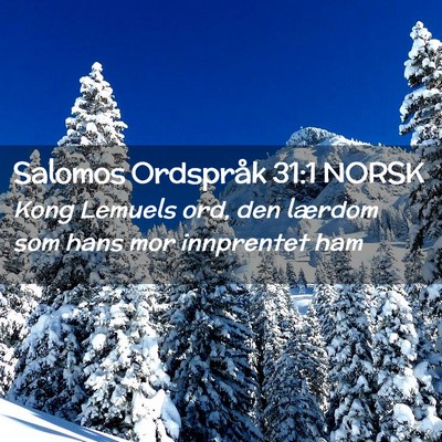 Picture 02 - Salomos Ordspråk 31:1 NORSK - Kong Lemuels ord, den lærdom som hans mor - Bible Verse Picture