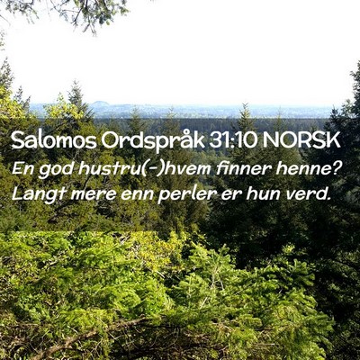 Picture 02 - Salomos Ordspråk 31:10 NORSK - En god hustru(-)hvem finner henne? Langt mere enn - Bible Verse Picture