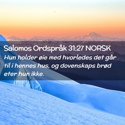 Picture 02 - Salomos Ordspråk 31:27 NORSK - Hun holder øie med hvorledes det går til i - Bible Verse Picture
