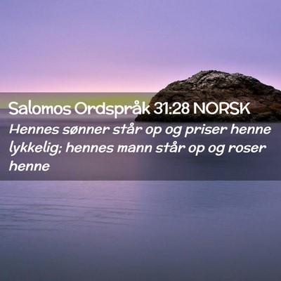 Picture 02 - Salomos Ordspråk 31:28 NORSK - Hennes sønner står op og priser henne lykkelig; - Bible Verse Picture