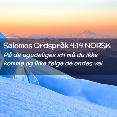Picture 02 - Salomos Ordspråk 4:14 NORSK - På de ugudeliges sti må du ikke komme og ikke - Bible Verse Picture