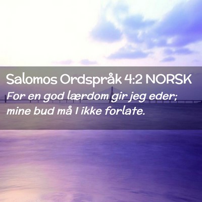 Picture 02 - Salomos Ordspråk 4:2 NORSK - For en god lærdom gir jeg eder; mine bud må I - Bible Verse Picture