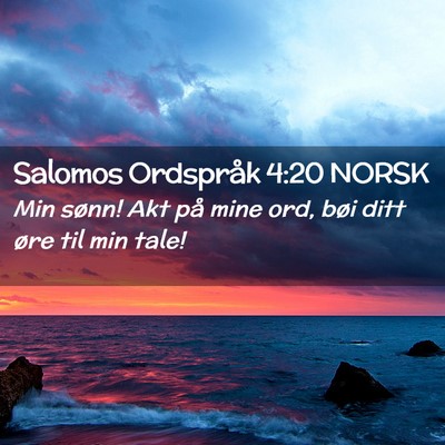 Picture 02 - Salomos Ordspråk 4:20 NORSK - Min sønn! Akt på mine ord, bøi ditt øre til - Bible Verse Picture