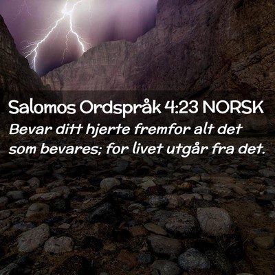 Picture 02 - Salomos Ordspråk 4:23 NORSK - Bevar ditt hjerte fremfor alt det som bevares; - Bible Verse Picture